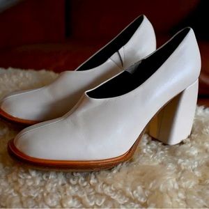 Tibi block heel leather pumps